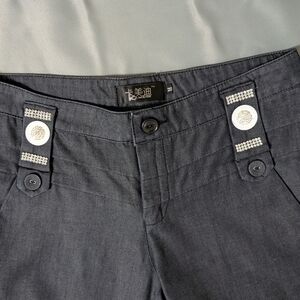 Kameido Dark Gray Pants with Button Accent
